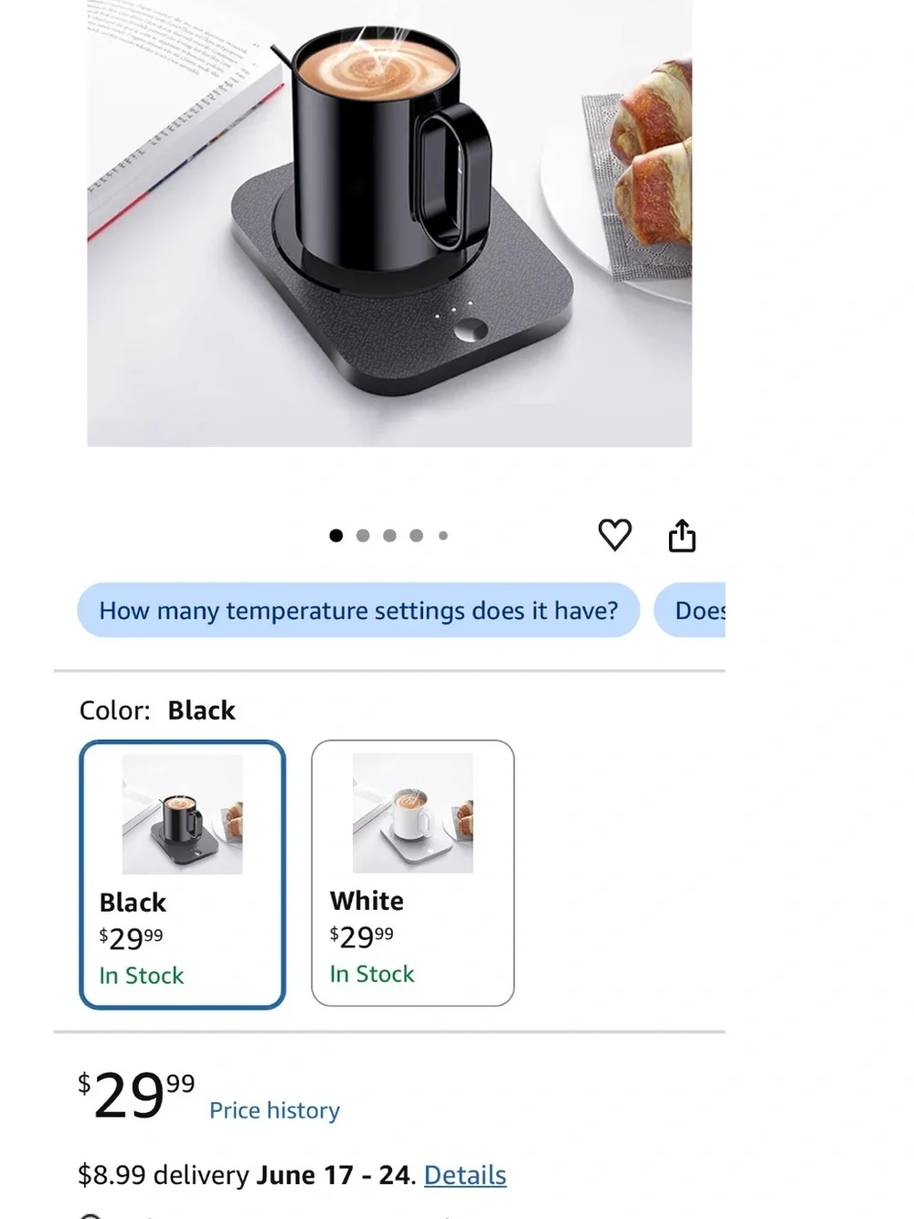 NWT Intelligent Mug Warmer with Black mug and warmer in Red Box